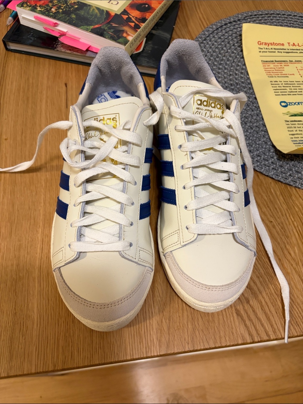 adidas White Sneakers with Blue Stripes